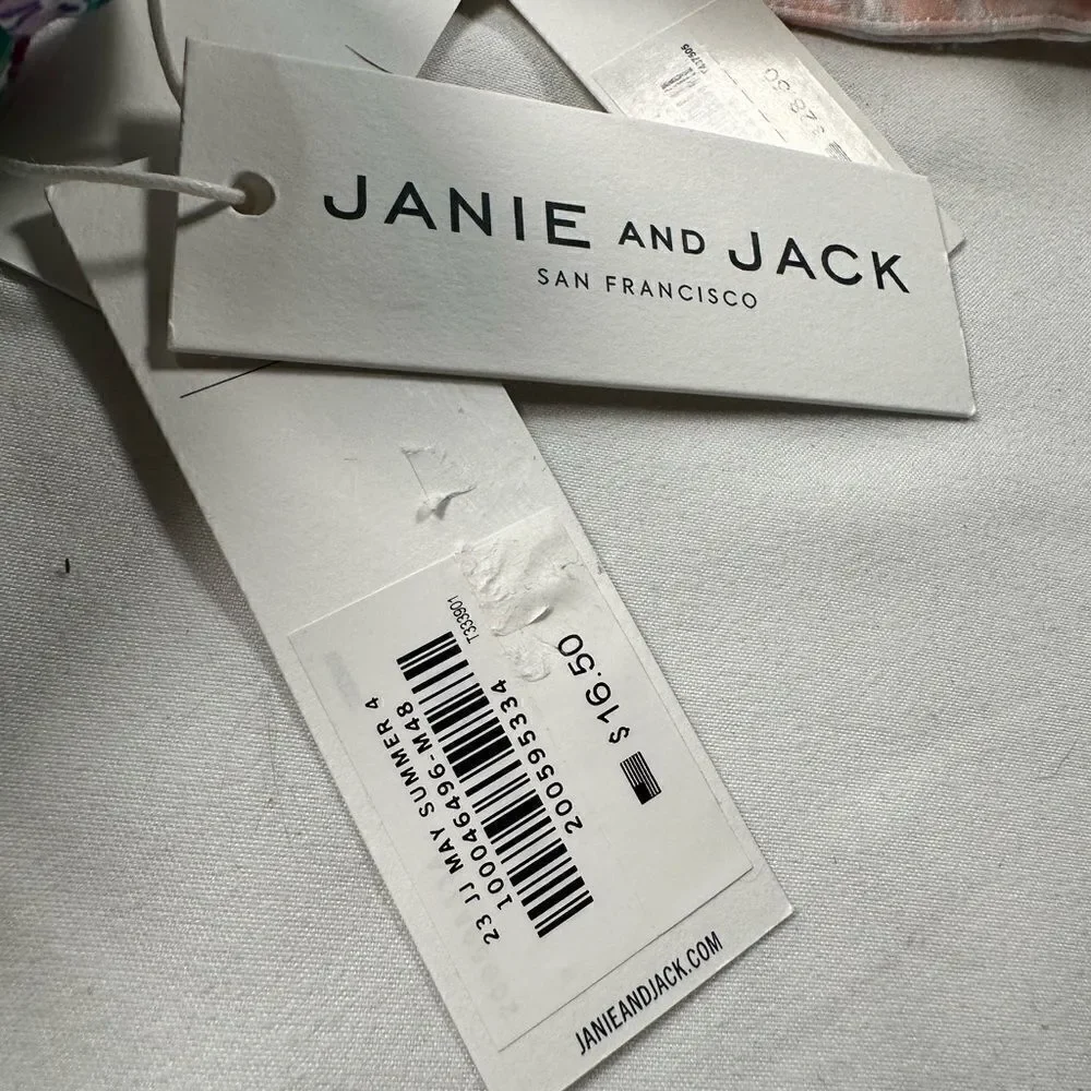 NWT Janie and Jack Baby/Girls Floral Headband &  Bucket Hat White/Pink - 18-24M